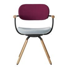 ［ 公式ストアモデル ・ 組立式 ] バーテブラ03 （vertebra03） 4本脚 （ 座面回転 ） KG877KST5S10C　木タイプ / オークライト 本体 :  T1 / ブラックT ［ KS張地コンビ張り 座 : 5 / Sea Breeze×背 : 10 / Cranberry ]