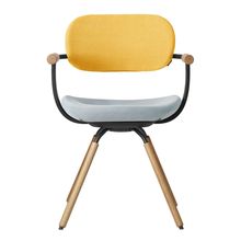 ［ 公式ストアモデル ・ 組立式 ] バーテブラ03 （vertebra03） 4本脚 （ 座面回転 ） KG877KST5S4C　木タイプ / オークライト 本体 :  T1 / ブラックT ［ KS張地コンビ張り 座 : 5 / Sea Breeze×背 : 4 / Mustard ]