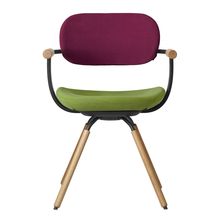 ［ 公式ストアモデル ・ 組立式 ] バーテブラ03 （vertebra03） 4本脚 （ 座面回転 ） KG877KST8S10C　木タイプ / オークライト 本体 :  T1 / ブラックT ［ KS張地コンビ張り 座 : 8 / Basil×背 : 10 / Cranberry ]