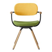 ［ 公式ストアモデル ・ 組立式 ] バーテブラ03 （vertebra03） 4本脚 （ 座面回転 ） KG877KST8S4C　木タイプ / オークライト 本体 :  T1 / ブラックT ［ KS張地コンビ張り 座 : 8 / Basil×背 : 4 / Mustard ]