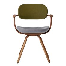 [ 公式ストアモデル ・ 組立式 ] バーテブラ03 ( vertebra03 ) 4本脚 （ 座面回転 ） KG899KCF12C23C 木タイプ / オークダーク 本体 : F2 / チェスナットブラウン KC張地コンビ張り 座 : 12 / Mineral×背 : 23 / Fern ]