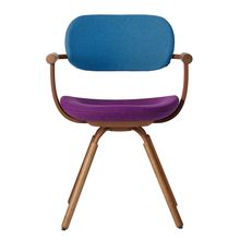 [ 公式ストアモデル ・ 組立式 ] バーテブラ03 ( vertebra03 ) 4本脚 （ 座面回転 ） KG899KCF24C10C 木タイプ / オークダーク 本体 : F2 / チェスナットブラウン KC張地コンビ張り 座 : 24 / Iris×背 : 10 / Ocean ]