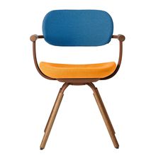 [ 公式ストアモデル ・ 組立式 ] バーテブラ03 ( vertebra03 ) 4本脚 （ 座面回転 ） KG899KCF4C10C 木タイプ / オークダーク 本体 : F2 / チェスナットブラウン KC張地コンビ張り 座 : 4 / Zest×背 : 10 / Ocean ]