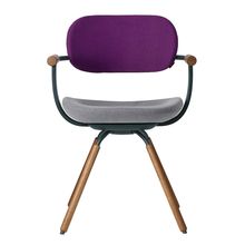 [ 公式ストアモデル ・ 組立式 ] バーテブラ03 ( vertebra03 ) 4本脚 （ 座面回転 ） KG899KCG12C24C 木タイプ / オークダーク 本体 : G1 / ダークグリーン KC張地コンビ張り 座 : 12 / Mineral×背 : 24 / Iris ]