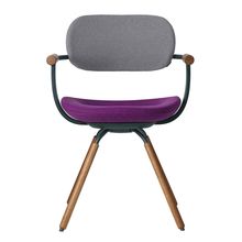 [ 公式ストアモデル ・ 組立式 ] バーテブラ03 ( vertebra03 ) 4本脚 （ 座面回転 ） KG899KCG24C12C 木タイプ / オークダーク 本体 : G1 / ダークグリーン KC張地コンビ張り 座 : 24 / Iris×背 : 12 / Mineral ]