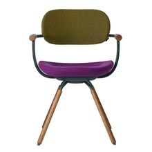 [ 公式ストアモデル ・ 組立式 ] バーテブラ03 ( vertebra03 ) 4本脚 （ 座面回転 ） KG899KCG24C23C 木タイプ / オークダーク 本体 : G1 / ダークグリーン KC張地コンビ張り 座 : 24 / Iris×背 : 23 / Fern ]