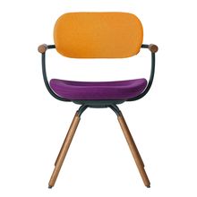 [ 公式ストアモデル ・ 組立式 ] バーテブラ03 ( vertebra03 ) 4本脚 （ 座面回転 ） KG899KCG24C4C 木タイプ / オークダーク 本体 : G1 / ダークグリーン KC張地コンビ張り 座 : 24 / Iris×背 : 4 / Zest ]