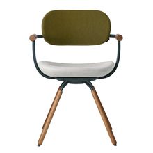 [ 公式ストアモデル ・ 組立式 ] バーテブラ03 ( vertebra03 ) 4本脚 （ 座面回転 ） KG899KCG2C23C 木タイプ / オークダーク 本体 : G1 / ダークグリーン KC張地コンビ張り 座 : 2 / Gravel×背 : 23 / Fern ]