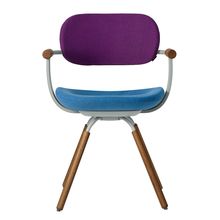 [ 公式ストアモデル ・ 組立式 ] バーテブラ03 ( vertebra03 ) 4本脚 （ 座面回転 ） KG899KCL10C24C 木タイプ / オークダーク 本体 : L4 / ペールオリーブ KC張地コンビ張り 座 : 10 / Ocean×背 : 24 / Iris ]