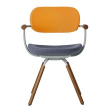 [ 公式ストアモデル ・ 組立式 ] バーテブラ03 ( vertebra03 ) 4本脚 （ 座面回転 ） KG899KCL14C4C 木タイプ / オークダーク 本体 : L4 / ペールオリーブ KC張地コンビ張り 座 : 14 / Granite×背 : 4 / Zest ]