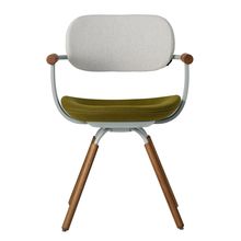 [ 公式ストアモデル ・ 組立式 ] バーテブラ03 ( vertebra03 ) 4本脚 （ 座面回転 ） KG899KCL23C2C 木タイプ / オークダーク 本体 : L4 / ペールオリーブ KC張地コンビ張り 座 : 23 / Fern×背 : 2 / Gravel ]