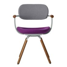 [ 公式ストアモデル ・ 組立式 ] バーテブラ03 ( vertebra03 ) 4本脚 （ 座面回転 ） KG899KCL24C12C 木タイプ / オークダーク 本体 : L4 / ペールオリーブ KC張地コンビ張り 座 : 24 / Iris×背 : 12 / Mineral ]