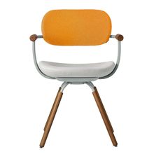 [ 公式ストアモデル ・ 組立式 ] バーテブラ03 ( vertebra03 ) 4本脚 （ 座面回転 ） KG899KCL2C4C 木タイプ / オークダーク 本体 : L4 / ペールオリーブ KC張地コンビ張り 座 : 2 / Gravel×背 : 4 / Zest ]