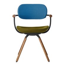 [ 公式ストアモデル ・ 組立式 ] バーテブラ03 ( vertebra03 ) 4本脚 （ 座面回転 ） KG899KCT23C10C 木タイプ / オークダーク 本体 : T1 / ブラックT KC張地コンビ張り 座 : 23 / Fern×背 : 10 / Ocean ]