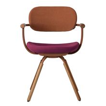 ［ 公式ストアモデル ・ 組立式 ] バーテブラ03 （vertebra03） 4本脚 （ 座面回転 ） KG899KSF10S11C　木タイプ / オークダーク 本体 :  F2 / チェスナットブラウン ［ KS張地コンビ張り 座 : 10 / Cranberry×背 : 11 / Penny ]