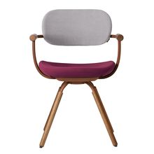 ［ 公式ストアモデル ・ 組立式 ] バーテブラ03 （vertebra03） 4本脚 （ 座面回転 ） KG899KSF10S14C　木タイプ / オークダーク 本体 :  F2 / チェスナットブラウン ［ KS張地コンビ張り 座 : 10 / Cranberry×背 : 14 / Foil ]