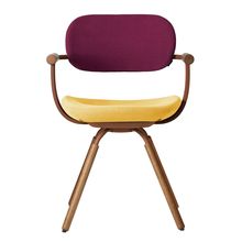 ［ 公式ストアモデル ・ 組立式 ] バーテブラ03 （vertebra03） 4本脚 （ 座面回転 ） KG899KSF4S10C　木タイプ / オークダーク 本体 :  F2 / チェスナットブラウン ［ KS張地コンビ張り 座 : 4 / Mustard×背 : 10 / Cranberry ]