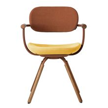 ［ 公式ストアモデル ・ 組立式 ] バーテブラ03 （vertebra03） 4本脚 （ 座面回転 ） KG899KSF4S11C　木タイプ / オークダーク 本体 :  F2 / チェスナットブラウン ［ KS張地コンビ張り 座 : 4 / Mustard×背 : 11 / Penny ]