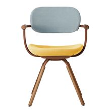 ［ 公式ストアモデル ・ 組立式 ] バーテブラ03 （vertebra03） 4本脚 （ 座面回転 ） KG899KSF4S5C　木タイプ / オークダーク 本体 :  F2 / チェスナットブラウン ［ KS張地コンビ張り 座 : 4 / Mustard×背 : 5 / Sea Breeze ]