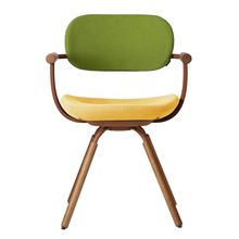 ［ 公式ストアモデル ・ 組立式 ] バーテブラ03 （vertebra03） 4本脚 （ 座面回転 ） KG899KSF4S8C　木タイプ / オークダーク 本体 :  F2 / チェスナットブラウン ［ KS張地コンビ張り 座 : 4 / Mustard×背 : 8 / Basil ]