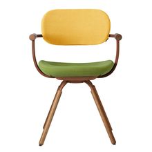 ［ 公式ストアモデル ・ 組立式 ] バーテブラ03 （vertebra03） 4本脚 （ 座面回転 ） KG899KSF8S4C　木タイプ / オークダーク 本体 :  F2 / チェスナットブラウン ［ KS張地コンビ張り 座 : 8 / Basil×背 : 4 / Mustard ]