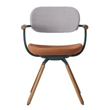 ［ 公式ストアモデル ・ 組立式 ] バーテブラ03 （vertebra03） 4本脚 （ 座面回転 ） KG899KSG11S14C　木タイプ / オークダーク 本体 :  G1 / ダークグリーン ［ KS張地コンビ張り 座 : 11 / Penny×背 : 14 / Foil ]