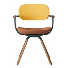 ［ 公式ストアモデル ・ 組立式 ] バーテブラ03 （vertebra03） 4本脚 （ 座面回転 ） KG899KSG11S4C　木タイプ / オークダーク 本体 :  G1 / ダークグリーン ［ KS張地コンビ張り 座 : 11 / Penny×背 : 4 / Mustard ]