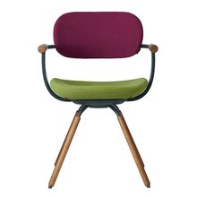 ［ 公式ストアモデル ・ 組立式 ] バーテブラ03 （vertebra03） 4本脚 （ 座面回転 ） KG899KSG8S10C　木タイプ / オークダーク 本体 :  G1 / ダークグリーン ［ KS張地コンビ張り 座 : 8 / Basil×背 : 10 / Cranberry ]