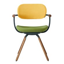 ［ 公式ストアモデル ・ 組立式 ] バーテブラ03 （vertebra03） 4本脚 （ 座面回転 ） KG899KSG8S4C　木タイプ / オークダーク 本体 :  G1 / ダークグリーン ［ KS張地コンビ張り 座 : 8 / Basil×背 : 4 / Mustard ]