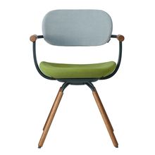 ［ 公式ストアモデル ・ 組立式 ] バーテブラ03 （vertebra03） 4本脚 （ 座面回転 ） KG899KSG8S5C　木タイプ / オークダーク 本体 :  G1 / ダークグリーン ［ KS張地コンビ張り 座 : 8 / Basil×背 : 5 / Sea Breeze ]