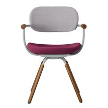 ［ 公式ストアモデル ・ 組立式 ] バーテブラ03 （vertebra03） 4本脚 （ 座面回転 ） KG899KSL10S14C　木タイプ / オークダーク 本体 :  L4 / ペールオリーブ ［ KS張地コンビ張り 座 : 10 / Cranberry×背 : 14 / Foil ]