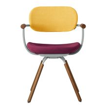 ［ 公式ストアモデル ・ 組立式 ] バーテブラ03 （vertebra03） 4本脚 （ 座面回転 ） KG899KSL10S4C　木タイプ / オークダーク 本体 :  L4 / ペールオリーブ ［ KS張地コンビ張り 座 : 10 / Cranberry×背 : 4 / Mustard ]