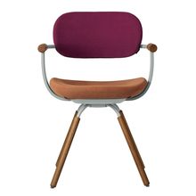 ［ 公式ストアモデル ・ 組立式 ] バーテブラ03 （vertebra03） 4本脚 （ 座面回転 ） KG899KSL11S10C　木タイプ / オークダーク 本体 :  L4 / ペールオリーブ ［ KS張地コンビ張り 座 : 11 / Penny×背 : 10 / Cranberry ]