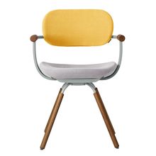 ［ 公式ストアモデル ・ 組立式 ] バーテブラ03 （vertebra03） 4本脚 （ 座面回転 ） KG899KSL14S4C　木タイプ / オークダーク 本体 :  L4 / ペールオリーブ ［ KS張地コンビ張り 座 : 14 / Foil×背 : 4 / Mustard ]