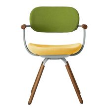 ［ 公式ストアモデル ・ 組立式 ] バーテブラ03 （vertebra03） 4本脚 （ 座面回転 ） KG899KSL4S8C　木タイプ / オークダーク 本体 :  L4 / ペールオリーブ ［ KS張地コンビ張り 座 : 4 / Mustard×背 : 8 / Basil ]