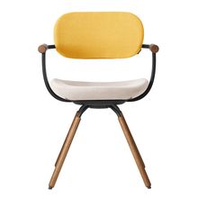 ［ 公式ストアモデル ・ 組立式 ] バーテブラ03 （vertebra03） 4本脚 （ 座面回転 ） KG899KST13S4C　木タイプ / オークダーク 本体 :  T1 / ブラックT ［ KS張地コンビ張り 座 : 13 / Grain×背 : 4 / Mustard ]