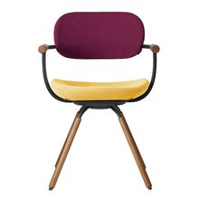 ［ 公式ストアモデル ・ 組立式 ] バーテブラ03 （vertebra03） 4本脚 （ 座面回転 ） KG899KST4S10C　木タイプ / オークダーク 本体 :  T1 / ブラックT ［ KS張地コンビ張り 座 : 4 / Mustard×背 : 10 / Cranberry ]