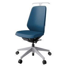 ノートチェア KJ-110PVH-GNN3 ハイバック 肘なし ランバーサポート付 ハンガー付 抗ウイルス加工 プレーンクロスバック ナイロン双輪キャスター
