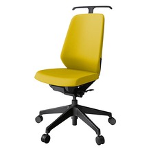 ノートチェア KJ-110PVHM-T1U5 ハイバック 肘なし ランバーサポート付 ハンガー付 抗ウイルス加工 プレーンクロスバック 抵抗付ウレタン双輪キャスター