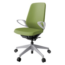 ノートチェア KJ-116PV-GNQ7 ハイバック 固定肘 ランバーサポート付 抗ウイルス加工 プレーンクロスバック ナイロン双輪キャスター