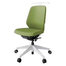 ノートチェア KJ-120PVH-W9Q7 ローバック 肘なし ランバーサポート付 ハンガー付 抗ウイルス加工 プレーンクロスバック ナイロン双輪キャスター