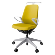 ノートチェア KJ-126PVH-GNU5 ローバック 固定肘 ランバーサポート付 ハンガー付 抗ウイルス加工 プレーンクロスバック ナイロン双輪キャスター