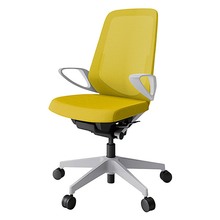 ノートチェア KJ-156JV-GNU5 ハイバック 固定肘 ランバーサポート付 抗ウイルス加工 プレーンメッシュバック ナイロン双輪キャスター