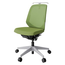 ノートチェア KJ-160JVH-GNQ7 ローバック 肘なし ランバーサポート付 ハンガー付 抗ウイルス加工 プレーンメッシュバック ナイロン双輪キャスター