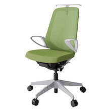 ノートチェア KJ-176JVH-GNQ7 ハイバック 固定肘 ランバーサポートなし ハンガー付 抗ウイルス加工 プレーンメッシュバック ナイロン双輪キャスター