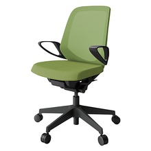 ノートチェア KJ-186JV-T1Q7 ローバック 固定肘 ランバーサポートなし 抗ウイルス加工 プレーンメッシュバック ナイロン双輪キャスター