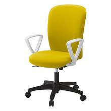 リエットRチェア KT-356PV-WTU5 ハイバック 固定肘 PV（抗ウイルス布地） ナイロン双輪キャスター ［WT×ストロングイエロー］