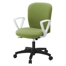 リエットRチェア KT-366PV-WTQ7 ローバック 固定肘 PV（抗ウイルス布地） ナイロン双輪キャスター ［WT×グラスグリーン］