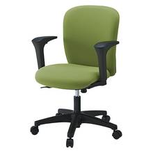 リエットRチェア KT-367PV-T1Q7 ローバック 可動肘 PV（抗ウイルス布地） ナイロン双輪キャスター ［T1×グラスグリーン］