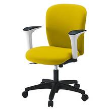 リエットRチェア KT-367PV-WTU5 ローバック 可動肘 PV（抗ウイルス布地） ナイロン双輪キャスター ［WT×ストロングイエロー］